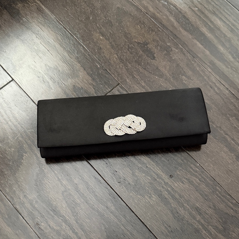 Nina Black Clutch with Silver Detail